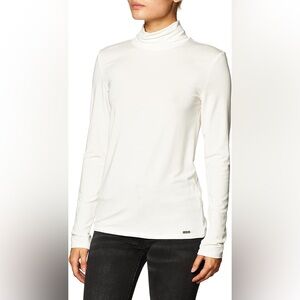 Calvin Klein Women's White Long Sleeve Turtleneck top - large